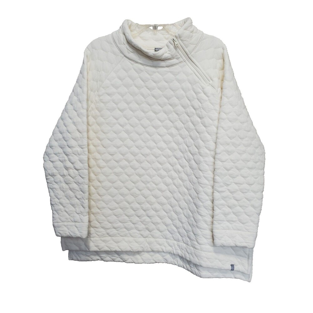 T by Talbots Off-White Asymmetric Zipper Quilted Mock Neck Sweatshirt Size 2X
